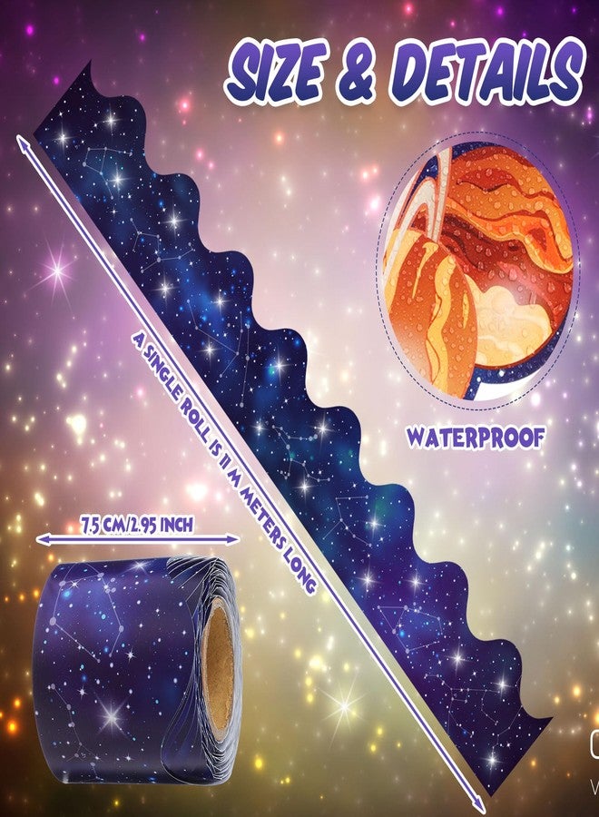 Trandraft 2 Rolls 65.6ft Space Bulletin Board Decorations Solar System Bulletin Board Borders Strips Space Classroom Decor Galaxy Back to School Trim Borders for Home Office - Image 3