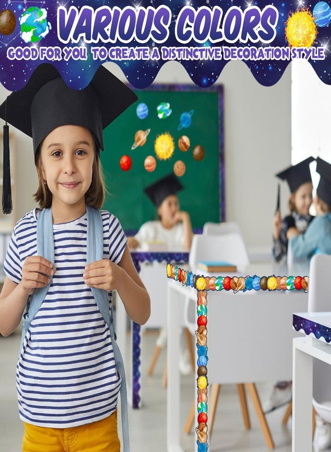 Trandraft 2 Rolls 65.6ft Space Bulletin Board Decorations Solar System Bulletin Board Borders Strips Space Classroom Decor Galaxy Back to School Trim Borders for Home Office - Image 4