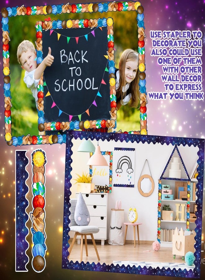Trandraft 2 Rolls 65.6ft Space Bulletin Board Decorations Solar System Bulletin Board Borders Strips Space Classroom Decor Galaxy Back to School Trim Borders for Home Office - Image 5