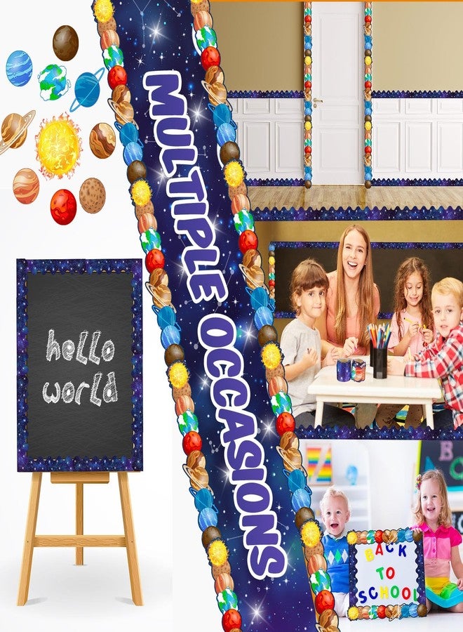 Trandraft 2 Rolls 65.6ft Space Bulletin Board Decorations Solar System Bulletin Board Borders Strips Space Classroom Decor Galaxy Back to School Trim Borders for Home Office - Image 2