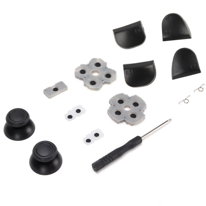 Ps5 Handle Controller Replacement Kit: 1 Set Abs Silicone Repair Parts - Durable Easy Install Conductive Rubber Pad Rocker 3D Cap L12 Replacement Buttons With Screwdriver Included For Ps5 Controller R - Image 1