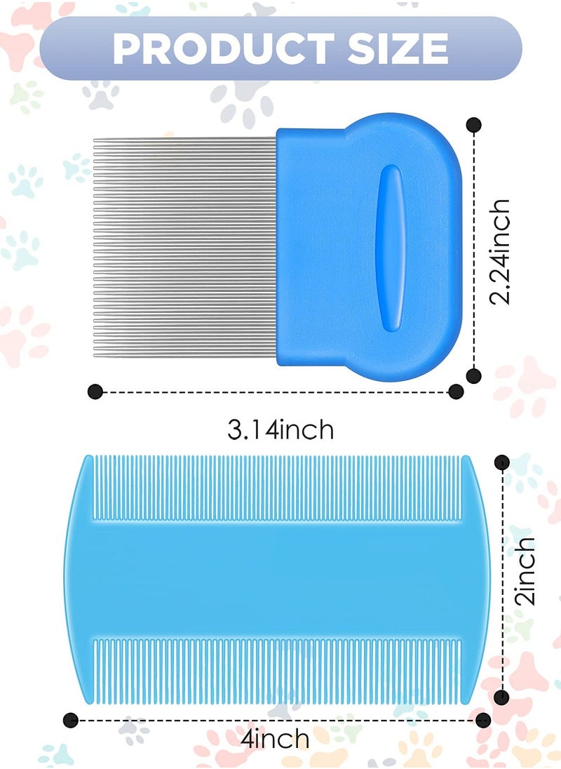 KHAJUL 8 Pieces Flea Lice Combs, Double Sided Lice Removal Comb, Hair Grooming Comb with Metal Teeth (10 x 5cm, 5.7 x 5.7cm, Pink/ Light Blue/ Blue/ White/ Green/ Red/ Yellow)  - Image 2
