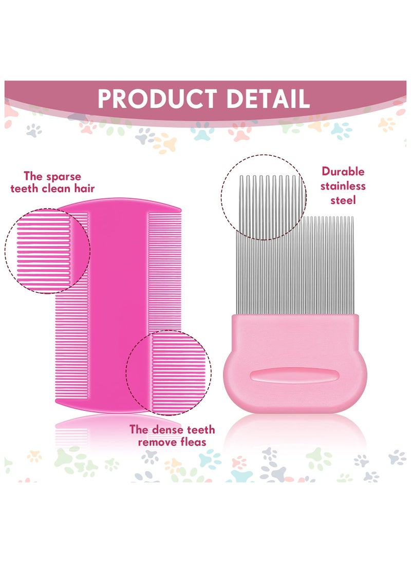 KHAJUL 8 Pieces Flea Lice Combs, Double Sided Lice Removal Comb, Hair Grooming Comb with Metal Teeth (10 x 5cm, 5.7 x 5.7cm, Pink/ Light Blue/ Blue/ White/ Green/ Red/ Yellow)  - Image 4