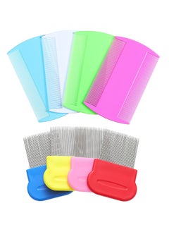 KHAJUL 8 Pieces Flea Lice Combs, Double Sided Lice Removal Comb, Hair Grooming Comb with Metal Teeth (10 x 5cm, 5.7 x 5.7cm, Pink/ Light Blue/ Blue/ White/ Green/ Red/ Yellow)  - Image 1