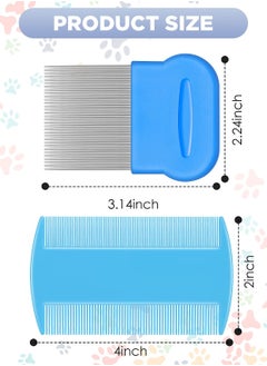 KHAJUL 8 Pieces Flea Lice Combs, Double Sided Lice Removal Comb, Hair Grooming Comb with Metal Teeth (10 x 5cm, 5.7 x 5.7cm, Pink/ Light Blue/ Blue/ White/ Green/ Red/ Yellow)  - Image 2