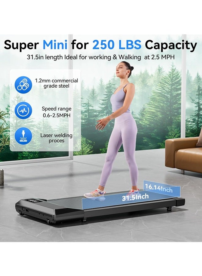 Walking Pad, Under Desk Treadmill, 3 in 1 Portable Treadmill with Remote Control LED Display, 2.5 HP Quiet Walking Jogging Machine for Office Home Use, 250 Lbs Capacity