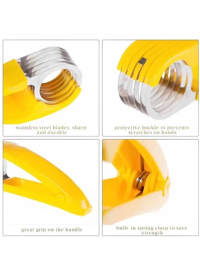 Generic - Multifunctional Stainless Steel Banana Slicer – Quick Fruit Cutter with Non-Slip Yellow Handle – Even Banana Slices for Snacks, Salads, & Baking - Image 1