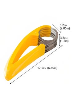 Multifunctional Stainless Steel Banana Slicer – Quick Fruit Cutter with Non-Slip Yellow Handle – Even Banana Slices for Snacks, Salads, & Baking