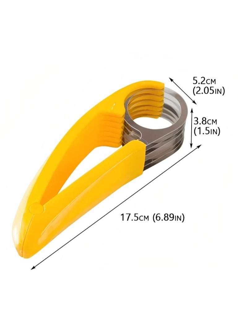 Generic - Multifunctional Stainless Steel Banana Slicer – Quick Fruit Cutter with Non-Slip Yellow Handle – Even Banana Slices for Snacks, Salads, & Baking - Image 1