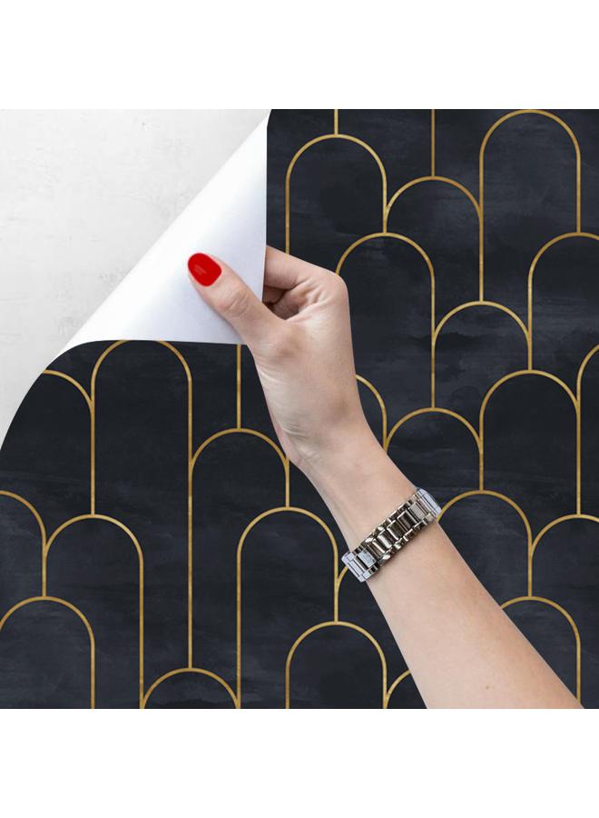 Bluejw Wallpaper Black Gold Arc Background Wallpaper Living Room Bedroom Wall Renovation Furniture Sticker RW022 - Image 2