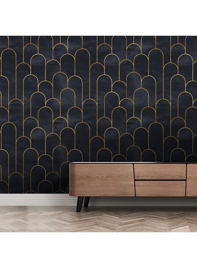 Bluejw Wallpaper Black Gold Arc Background Wallpaper Living Room Bedroom Wall Renovation Furniture Sticker RW022 - Image 4