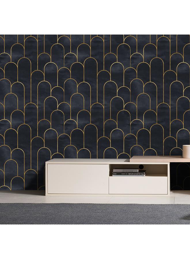 Bluejw Wallpaper Black Gold Arc Background Wallpaper Living Room Bedroom Wall Renovation Furniture Sticker RW022 - Image 5