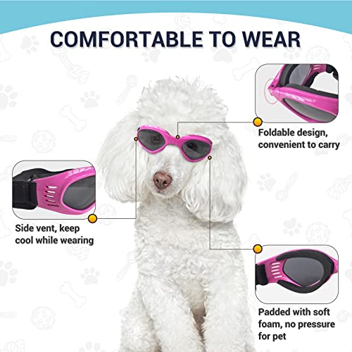 Petleso Dog Goggles Medium Breed, Dog Sunglasses for Small Medium Dogs Eye Protection Windproof Anti-UV, Pink - Image 3