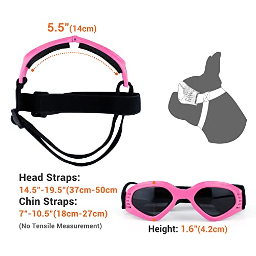 Petleso Dog Goggles Medium Breed, Dog Sunglasses for Small Medium Dogs Eye Protection Windproof Anti-UV, Pink - Image 5