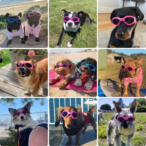 Petleso Dog Goggles Medium Breed, Dog Sunglasses for Small Medium Dogs Eye Protection Windproof Anti-UV, Pink - Image 2