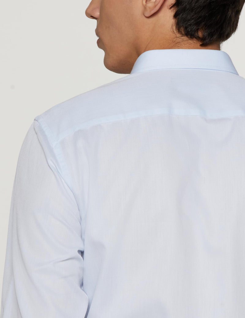 Peter England Men's Classic Textured Slim Fit Full Sleeve Shirt | Wonder Fabric | Cotton Rich | Premium Dobby Blue - Image 3