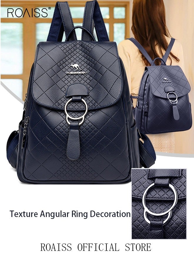 roaiss Women's Backpack New Simple All-Match Schoolbag Fashion Ladies Leisure Outdoor Travel Bag Lightweight Soft Leather Waterproof Scientific Storage Small Backpack for Women  - Image 2