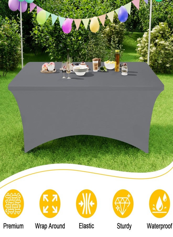 Smiry 2 Pack Spandex Table Cloth 6FT, Elastic Fitted Stretch Tablecloths for Rectangle Tables, Washable Table Cover for Outdoor, Wedding, Banquet & Parties (Grey, 72Lx30Wx30H Inch) - Image 3