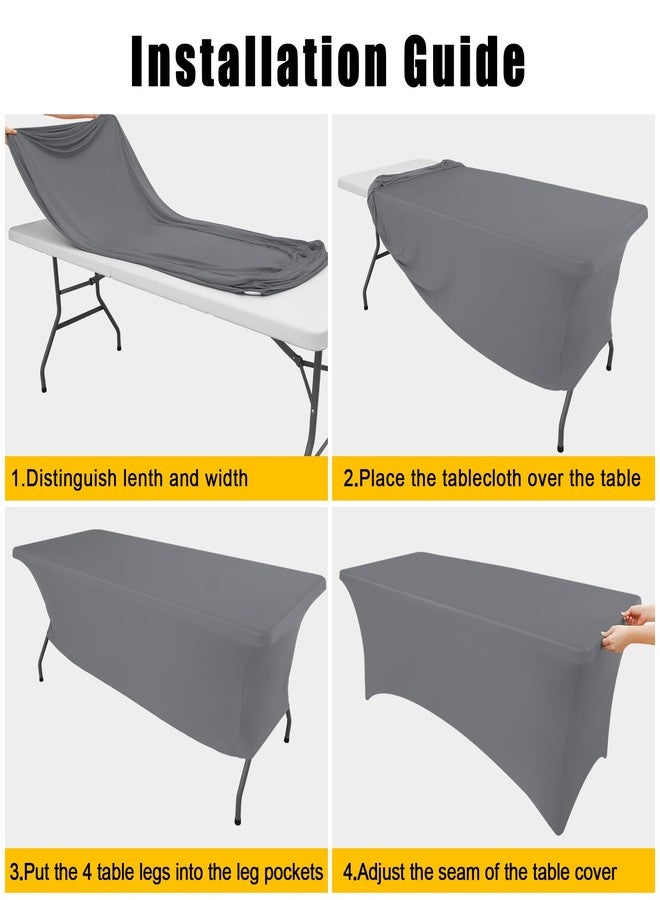 Smiry 2 Pack Spandex Table Cloth 6FT, Elastic Fitted Stretch Tablecloths for Rectangle Tables, Washable Table Cover for Outdoor, Wedding, Banquet & Parties (Grey, 72Lx30Wx30H Inch) - Image 5