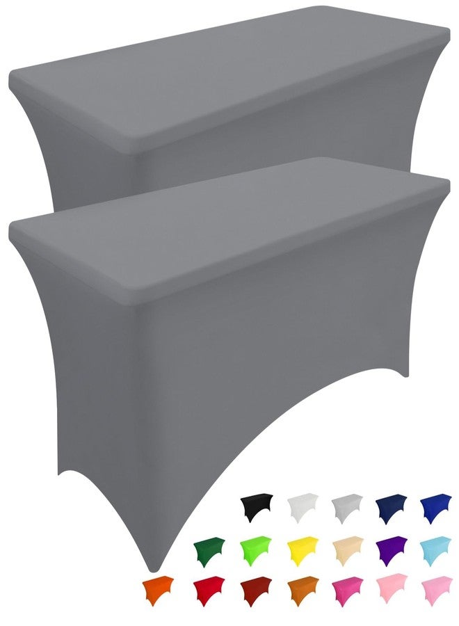 Smiry 2 Pack Spandex Table Cloth 6FT, Elastic Fitted Stretch Tablecloths for Rectangle Tables, Washable Table Cover for Outdoor, Wedding, Banquet & Parties (Grey, 72Lx30Wx30H Inch) - Image 1
