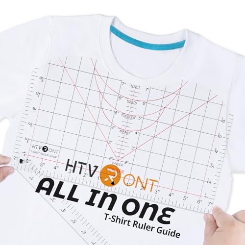 HTVRONT Tshirt Ruler Guide for Vinyl Alignment - Transparent PVC Tshirt Measurement Tool for Heat Press in HTV Vinyl, All-in-ONE T Shirt Ruler to Center Design and Craft Sewing - Image 1