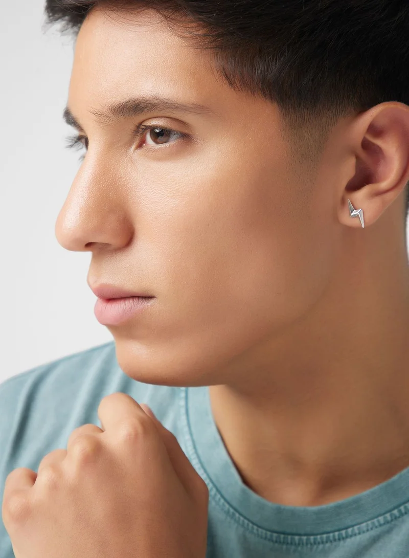 Seventy Five Stainless Steel Thunderbolt Earrings