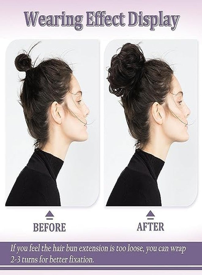 غلان وصلة شعر مرنة على شكل كعكة فوضوية من جلان، مصنوعة من شعر بشري طبيعي، لون أسود، مناسبة للنساء والفتيات - Image 5