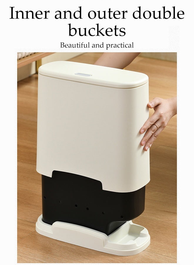 DUNISO Bathroom Trash Bin with Lid 9.5 Litres Slim Plastic Narrow Trash Can 10L Wide Mouth Waterproof Silent Smooth Trash Can Space-Saving Barometric Adsorption Dust Bin for Bedroom, Rv, Office, Kitchen, Room - Image 3