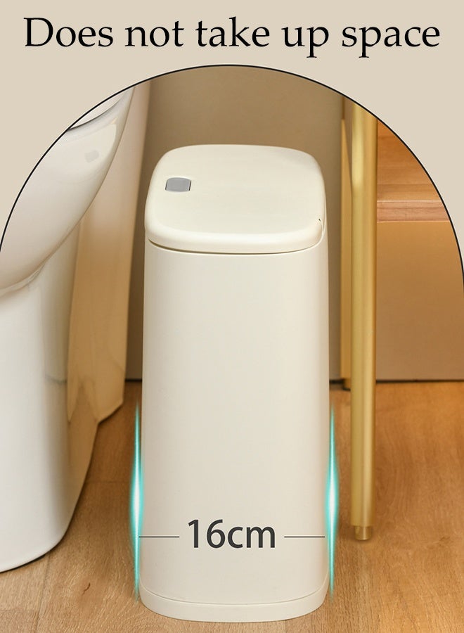 DUNISO Bathroom Trash Bin with Lid 9.5 Litres Slim Plastic Narrow Trash Can 10L Wide Mouth Waterproof Silent Smooth Trash Can Space-Saving Barometric Adsorption Dust Bin for Bedroom, Rv, Office, Kitchen, Room - Image 2