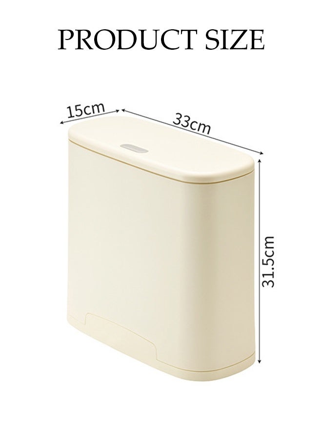 DUNISO Bathroom Trash Bin with Lid 9.5 Litres Slim Plastic Narrow Trash Can 10L Wide Mouth Waterproof Silent Smooth Trash Can Space-Saving Barometric Adsorption Dust Bin for Bedroom, Rv, Office, Kitchen, Room - Image 4