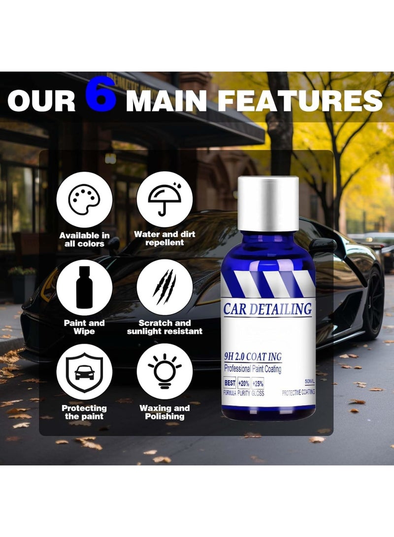 SOLARAE طلاء سيراميك للسيارات - مجموعة تفصيل عالية اللمعان، إصلاح خدوش الطلاء، مزيل بقع الماء، ملمع مضاد للخدوش، مادة مانعة لتسرب الطلاء (قطعة واحدة) - Image 2