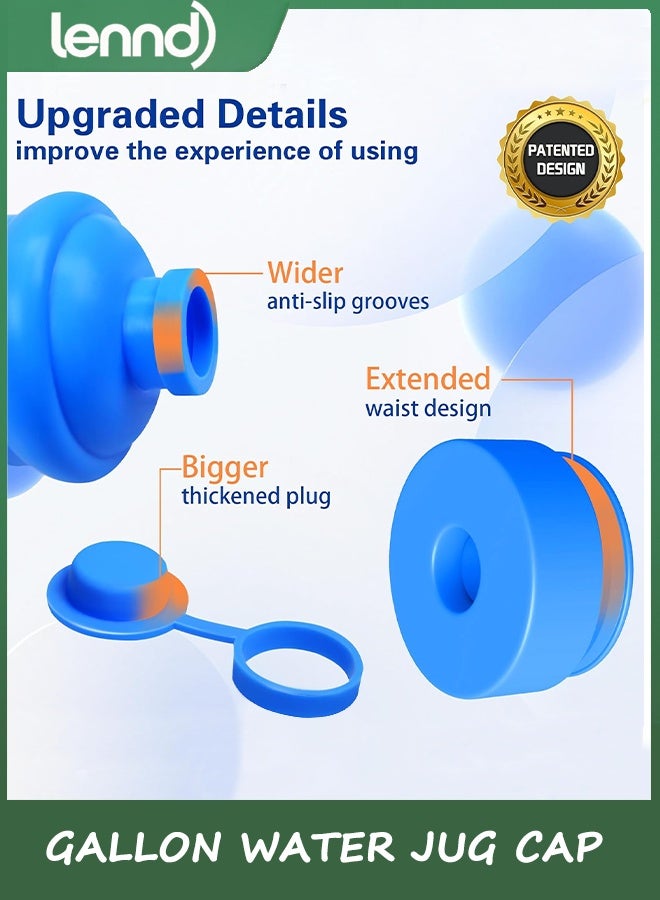 LENND 3 and 5 Gallon Water Jug Cap, Silicone Reusable Replacement Cap, Non Spill Bottle Caps for 55mm Bottle Water Dispenser Caps - Pack of 3 - Image 2