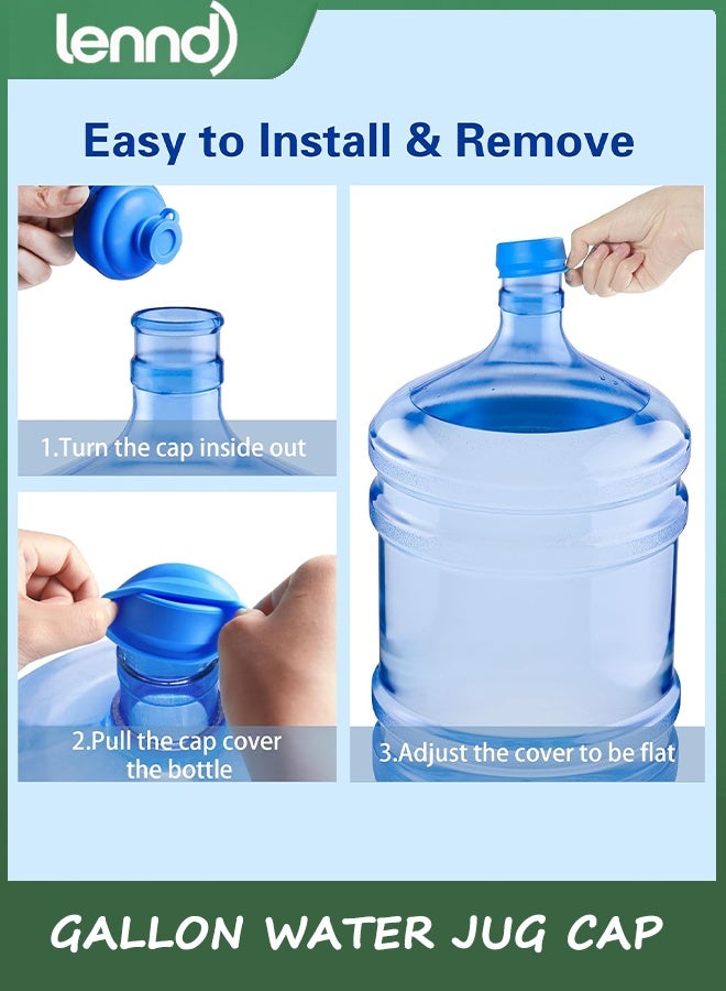 LENND 3 and 5 Gallon Water Jug Cap, Silicone Reusable Replacement Cap, Non Spill Bottle Caps for 55mm Bottle Water Dispenser Caps - Pack of 3 - Image 5