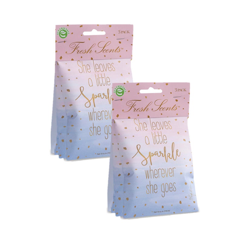 WILLOWBROOK Willowbrook  Fresh Scents Scented Sachet Packet  Little Sparkle  Air Freshener Bags for Drawers Closets Cars  6 Pack  Long Lasting Home Fragrance 