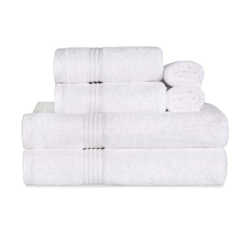 Superior Egyptian Cotton 6-Piece Towel Set  Bathroom Essentials  Towels For Bathroom  Apartment  Airbnb  Guest Bath  Face  Hand  Bath Towels  Washcloths  Absorbent  Fast Drying  White - Image 1