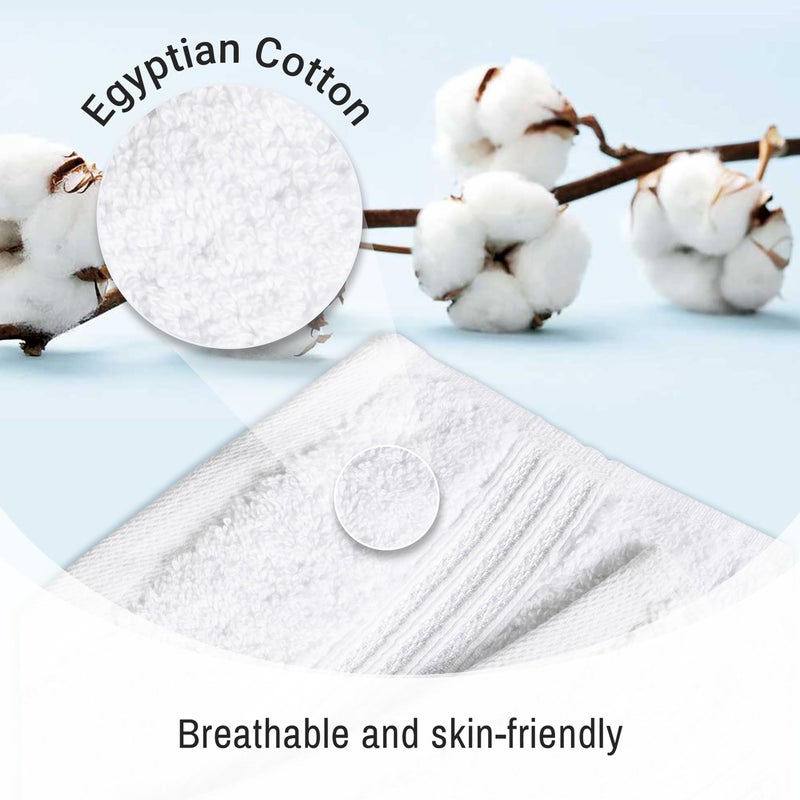 Superior Egyptian Cotton 6-Piece Towel Set  Bathroom Essentials  Towels For Bathroom  Apartment  Airbnb  Guest Bath  Face  Hand  Bath Towels  Washcloths  Absorbent  Fast Drying  White - Image 3
