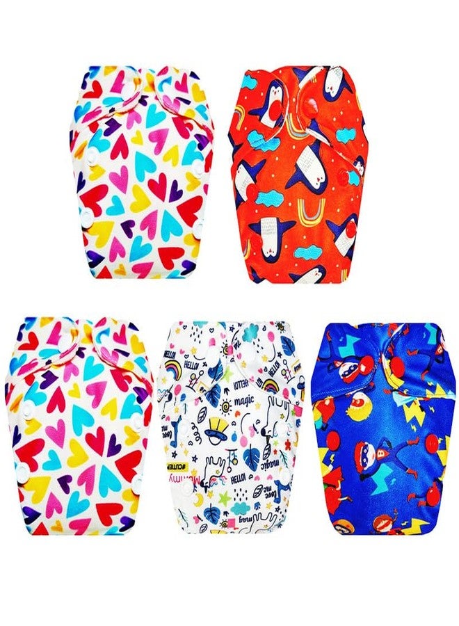 Dumbledo Premium Newborn Cloth Diaper with Integrated Soaker (Pack of 5) | Hypoallergenic | 6-Layer Absorbent Pad | Adjustable Snaps | Trusted by Moms | 0 - 4 Months | Unisex Baby - Image 1