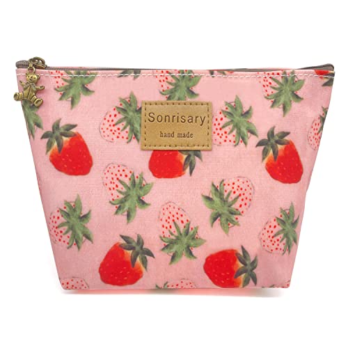 Hunger Pink Strawberry Print Make-Up Cosmetic Bag Carry Case, 14 Patterns (P1141707) - Image 1