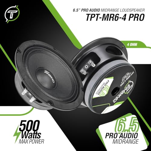 Timpano 6.5 Inch Shallow Midrange Speaker 500 Watts TPT-MR6-4 PRO Bundle 6.5 Midrange Speakers 4 Ohm Shallow Mount Car Audio Speaker, Pro Audio Loudspeaker Compact for Doors (Pair) - Image 2