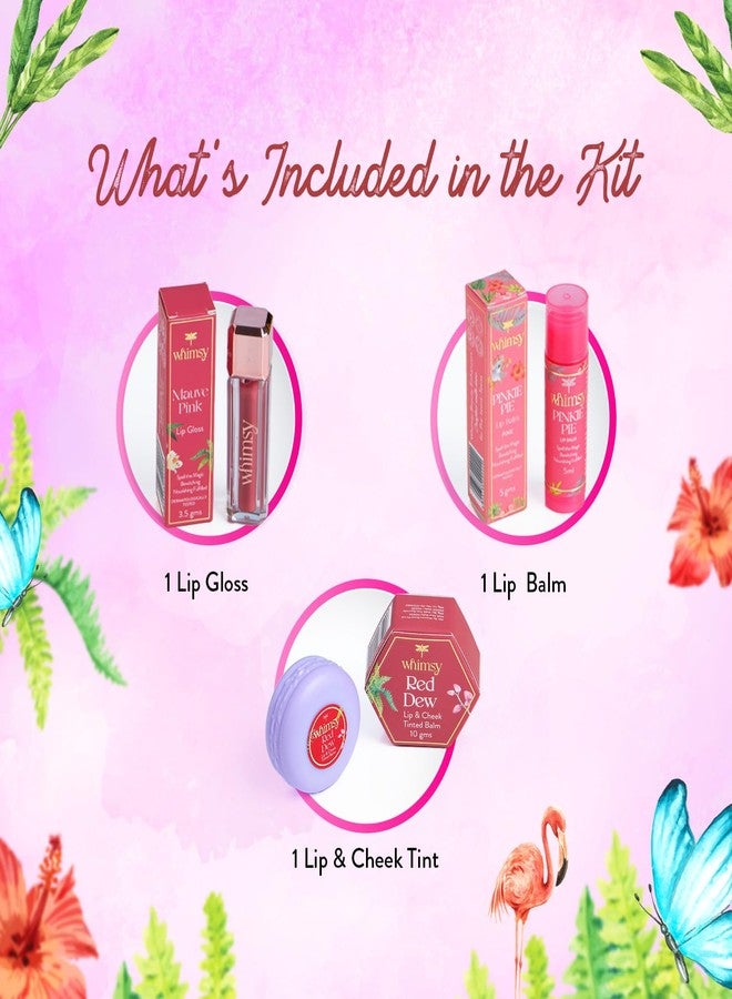Whimsy Beauty Organic Beauty Kit for Girls - 3 Pcs Non- Toxic makeup Set | Lip Balm for Dry Lips, Lip Gloss & Lip Cheek Tint | Safe Kids Makeup - Image 5