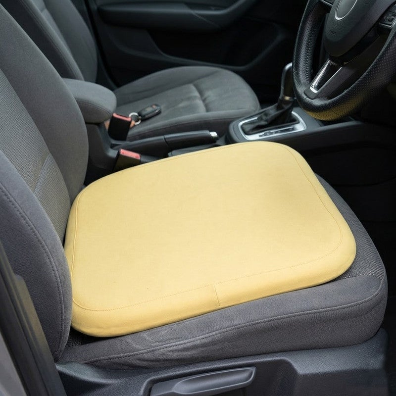 Agc Yellow Memory Foam Car Seat Cushion for Height Boost, Orthopedic Seat Pad for Driving & Office Chair, Tailbone Pain Relief Cushion, Square Seat Booster Cushion for Car, Home, Wheelchair, Travel Use - Image 1