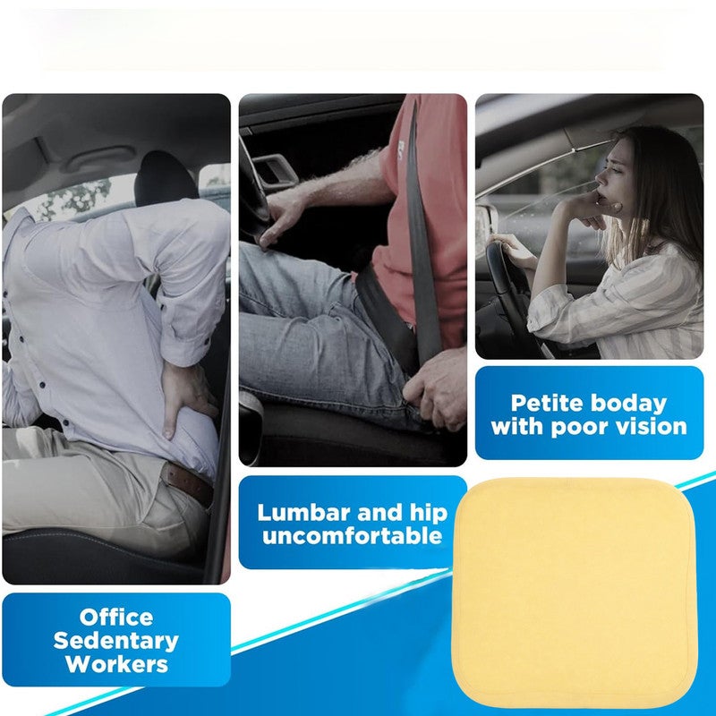 Agc Yellow Memory Foam Car Seat Cushion for Height Boost, Orthopedic Seat Pad for Driving & Office Chair, Tailbone Pain Relief Cushion, Square Seat Booster Cushion for Car, Home, Wheelchair, Travel Use - Image 5