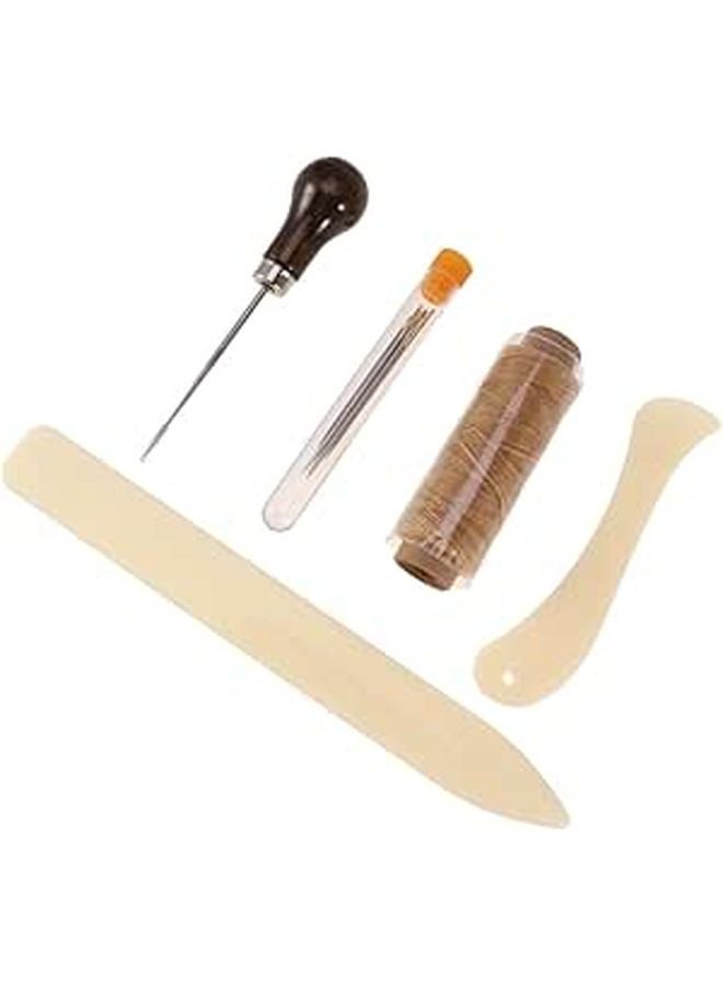 Complete Bookbinding Tools Set with Bone Folder Waxed Linen Thread Wood Handle Awl - Image 1