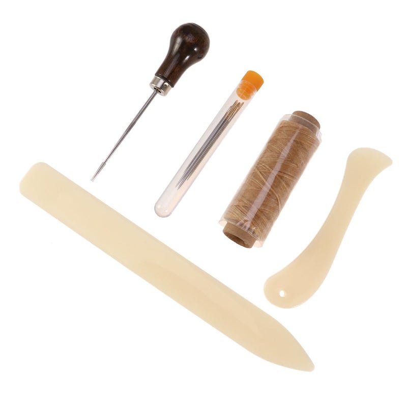 Complete Bookbinding Tools Set with Bone Folder Waxed Linen Thread Wood Handle Awl - Image 2
