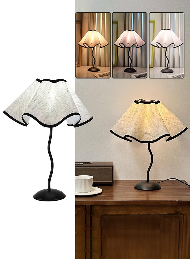 والالا مصباح طاولة صغير قابل للتعديل بثلاثة ألوان مصباح طاولة سرير حديث باللون الأسود مصباح طاولة سرير صغير من الكتان مع غطاء من القماش مصباح مكتب حديث لغرفة المعيشة وغرفة الأطفال والمنزل والمكتب - Image 1