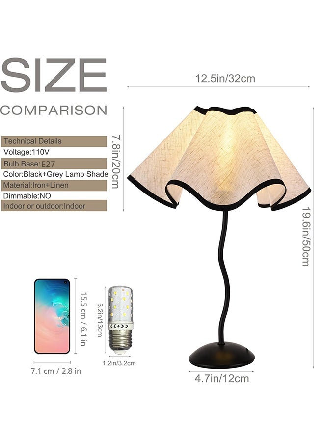 والالا مصباح طاولة صغير قابل للتعديل بثلاثة ألوان مصباح طاولة سرير حديث باللون الأسود مصباح طاولة سرير صغير من الكتان مع غطاء من القماش مصباح مكتب حديث لغرفة المعيشة وغرفة الأطفال والمنزل والمكتب - Image 5