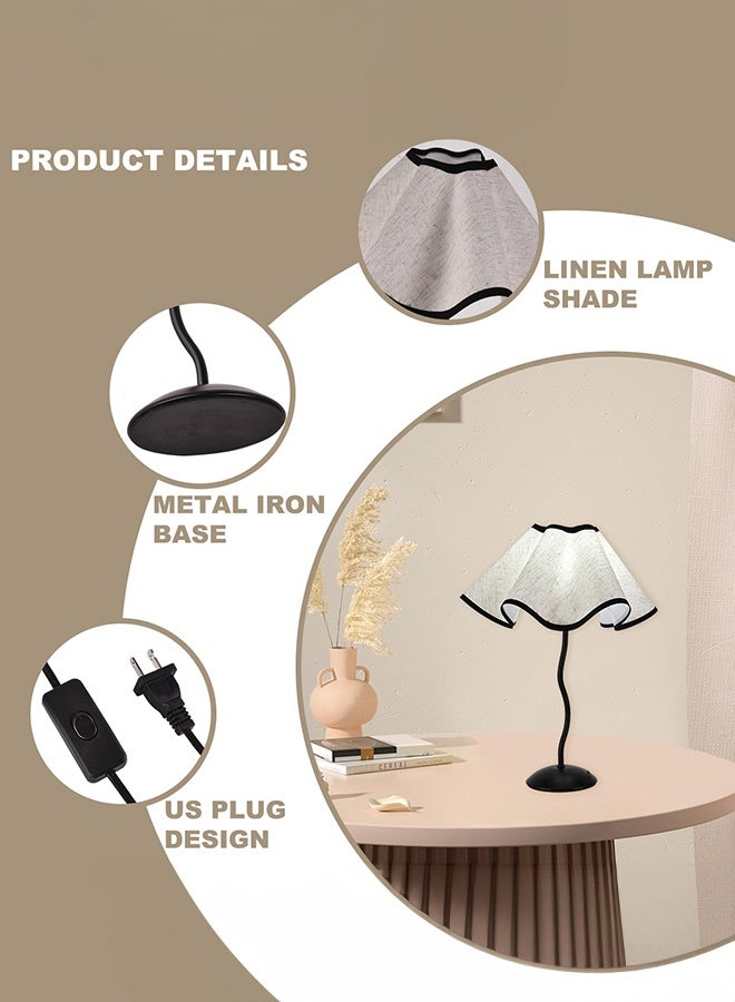 والالا مصباح طاولة صغير قابل للتعديل بثلاثة ألوان مصباح طاولة سرير حديث باللون الأسود مصباح طاولة سرير صغير من الكتان مع غطاء من القماش مصباح مكتب حديث لغرفة المعيشة وغرفة الأطفال والمنزل والمكتب - Image 3