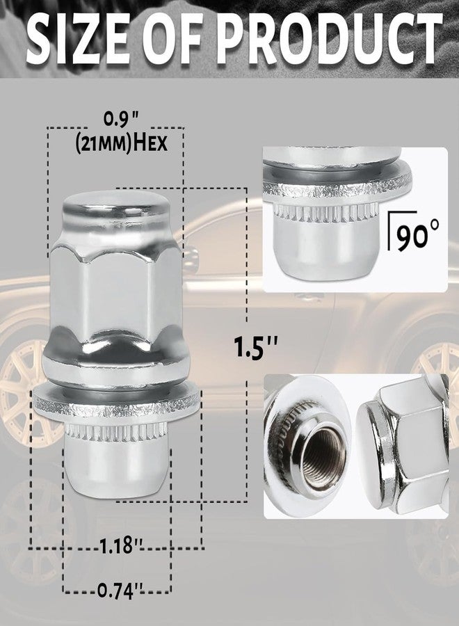 Reeauto M12x1.25 Lug Nuts with Mag Flat Seat 20 pcs 13/16" 21mm Hex 1.46x1.18 Chrome Compatible with Q70 Q45 Q50 G37 I30, 350Z 370Z 200SX, Subaru Forester BRZ Outback WRX Legacy - Image 2