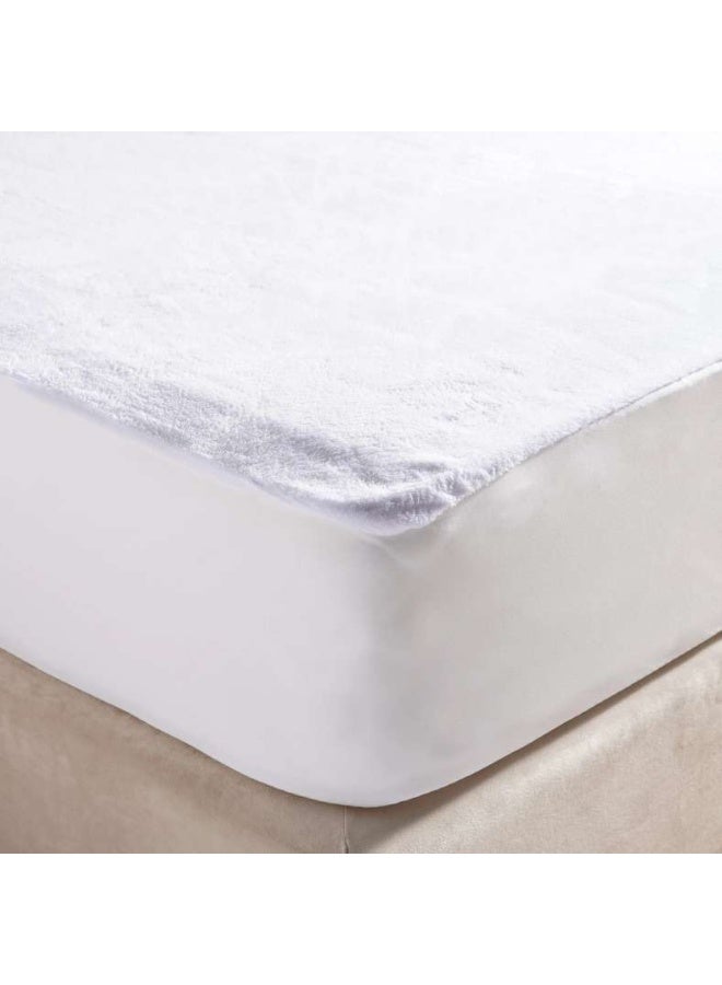 Pan Home Coral Fleece Waterproof Mattress Protector 120x200+33cm-White - Image 1