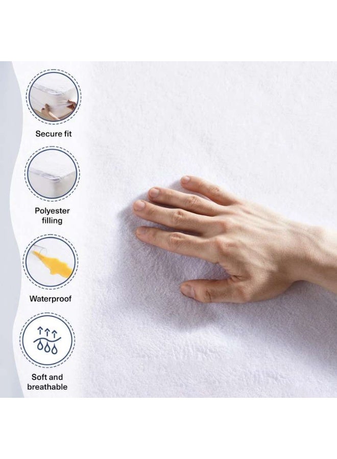 Pan Home Coral Fleece Waterproof Mattress Protector 120x200+33cm-White - Image 5